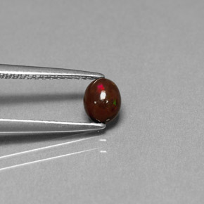 0.32캐럿 천연 멀티컬러 초콜릿 오팔, 타원형 컷, 5.5×4.5 mm, 불투명체
