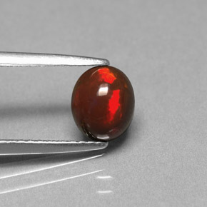 0.75캐럿 천연 멀티컬러 초콜릿 오팔, 타원형 컷, 7×5.8 mm, 불투명체