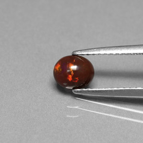 0.43캐럿 천연 다색 초콜릿 오팔, 타원형 컷, 불투명체