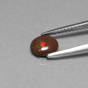 0.44캐럿 천연 다색 초콜릿 오팔, 타원형 컷, 불투명체