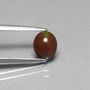 0.44캐럿 천연 멀티컬러 초콜릿 오팔, 타원형 컷, 6.3×5.5 mm, 불투명체