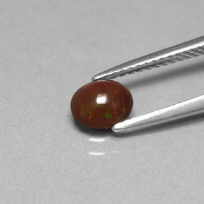 0.44캐럿 천연 멀티컬러 초콜릿 오팔, 타원형 컷, 6.3×5.5 mm, 불투명체