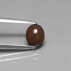 0.49캐럿 천연 다색 초콜릿 오팔, 타원형 컷, 불투명체