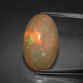 10.52캐럿 천연 멀티컬러 초콜릿 오팔, 타원형 컷, 21.7×12.8 mm, 불투명체