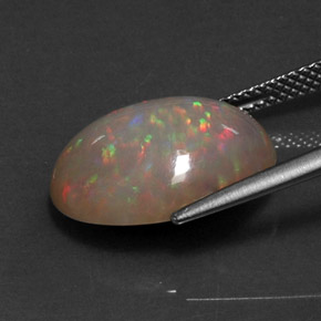 5.59캐럿 천연 멀티컬러 초콜릿 오팔, 타원형 컷, 16.5×12.6 mm, 불투명체