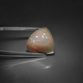 6.51캐럿 천연 멀티컬러 초콜릿 오팔, 트릴리언, 13.1×12.1 mm, 불투명체