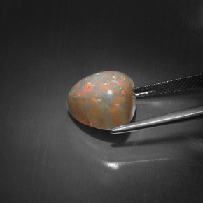 6.51캐럿 천연 멀티컬러 초콜릿 오팔, 트릴리언, 13.1×12.1 mm, 불투명체