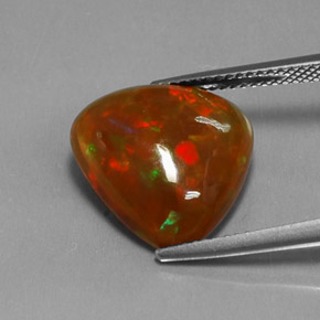5.36캐럿 천연 멀티컬러 초콜릿 오팔, 투명한, 15.1×13.9 mm, 투명/반투명