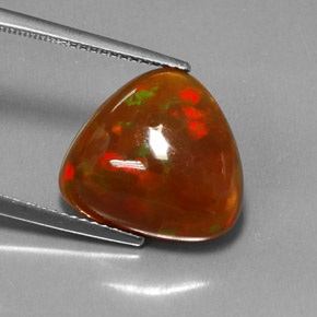 5.36캐럿 천연 멀티컬러 초콜릿 오팔, 투명한, 15.1×13.9 mm, 투명/반투명