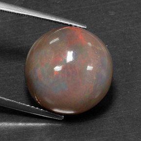 11.31캐럿 천연 멀티컬러 초콜릿 오팔, 라운드 컷, 16.18 mm, 불투명체
