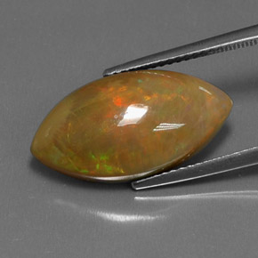 5.99캐럿 천연 멀티컬러 초콜릿 오팔, 마퀴즈, 20.6×10.8 mm, 불투명체