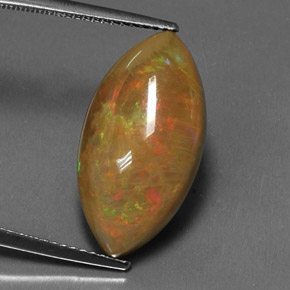 5.99캐럿 천연 멀티컬러 초콜릿 오팔, 마퀴즈, 20.6×10.8 mm, 불투명체