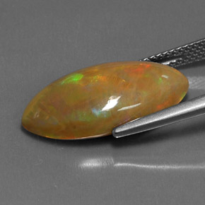 5.99캐럿 천연 멀티컬러 초콜릿 오팔, 마퀴즈, 20.6×10.8 mm, 불투명체