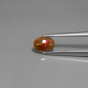 0.43캐럿 천연 멀티컬러 초콜릿 오팔, 타원형 컷, 7.5×5.4 mm, 불투명체
