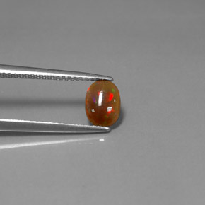 0.43캐럿 천연 멀티컬러 초콜릿 오팔, 타원형 컷, 7.5×5.4 mm, 불투명체