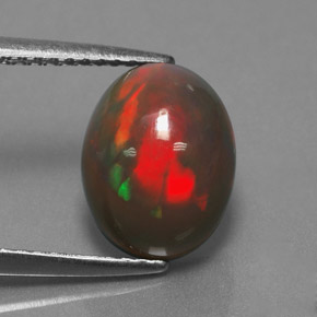 1.87캐럿 천연 멀티컬러 초콜릿 오팔, 타원형 컷, 10.6×8.2 mm, 불투명체