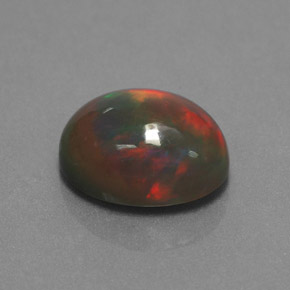 1.87캐럿 천연 멀티컬러 초콜릿 오팔, 타원형 컷, 10.6×8.2 mm, 불투명체
