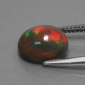 1.87캐럿 천연 멀티컬러 초콜릿 오팔, 타원형 컷, 10.6×8.2 mm, 불투명체