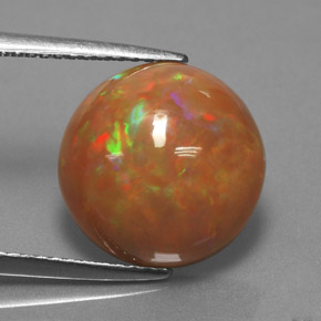 4.33캐럿 천연 멀티컬러 초콜릿 오팔, 라운드 컷, 12.68 mm, 불투명체