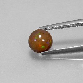 0.60캐럿 천연 다색 초콜릿 오팔, 라운드 컷, 투명한