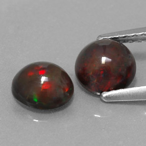캐럿 천연 멀티컬러 초콜릿 오팔 보석, 라운드 컷, 6.09 mm, 투명한