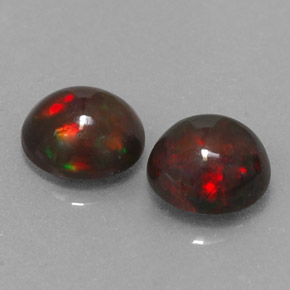 캐럿 천연 멀티컬러 초콜릿 오팔 보석, 라운드 컷, 6.09 mm, 투명한