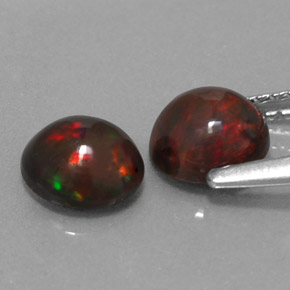 캐럿 천연 멀티컬러 초콜릿 오팔 보석, 라운드 컷, 6.09 mm, 투명한