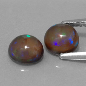 캐럿 천연 멀티컬러 초콜릿 오팔 보석, 라운드 컷, 6.05 mm, 투명한