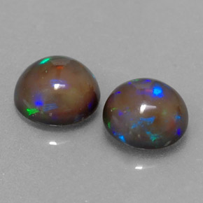 캐럿 천연 멀티컬러 초콜릿 오팔 보석, 라운드 컷, 6.05 mm, 투명한