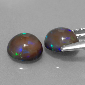캐럿 천연 멀티컬러 초콜릿 오팔 보석, 라운드 컷, 6.05 mm, 투명한