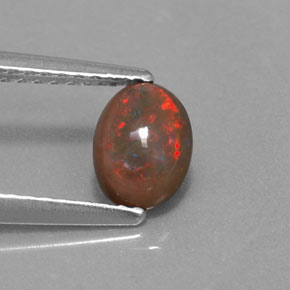 0.41캐럿 천연 다색 초콜릿 오팔, 타원형 컷, 투명한