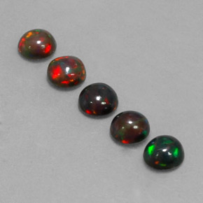 캐럿 천연 멀티컬러 초콜릿 오팔 보석, 라운드 컷, 4.98 mm, 불투명체
