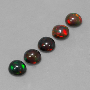 캐럿 천연 멀티컬러 초콜릿 오팔 보석, 라운드 컷, 4.98 mm, 불투명체