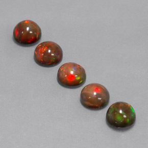 캐럿 천연 멀티컬러 초콜릿 오팔 보석, 라운드 컷, 6.10 mm, 불투명체
