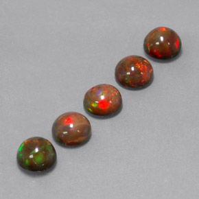캐럿 천연 멀티컬러 초콜릿 오팔 보석, 라운드 컷, 6.10 mm, 불투명체