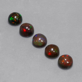 캐럿 천연 멀티컬러 초콜릿 오팔 보석, 라운드 컷, 5.14 mm, 불투명체