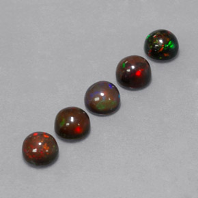 캐럿 천연 멀티컬러 초콜릿 오팔 보석, 라운드 컷, 5.14 mm, 불투명체