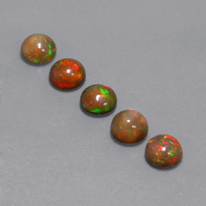 캐럿 천연 멀티컬러 초콜릿 오팔 보석, 라운드 컷, 5.09 mm, 불투명체