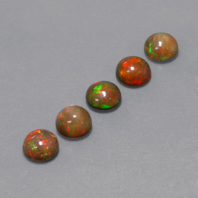 캐럿 천연 멀티컬러 초콜릿 오팔 보석, 라운드 컷, 5.09 mm, 불투명체