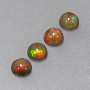 캐럿 천연 멀티컬러 초콜릿 오팔 보석, 라운드 컷, 5.08 mm, 투명한