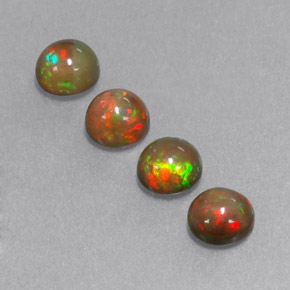 캐럿 천연 멀티컬러 초콜릿 오팔 보석, 라운드 컷, 5.08 mm, 투명한