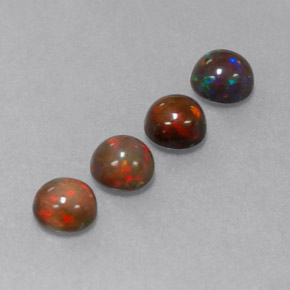 캐럿 천연 멀티컬러 초콜릿 오팔 보석, 라운드 컷, 5.03 mm, 투명한