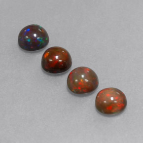 캐럿 천연 멀티컬러 초콜릿 오팔 보석, 라운드 컷, 5.03 mm, 투명한