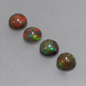 캐럿 천연 멀티컬러 초콜릿 오팔 보석, 라운드 컷, 5.07 mm, 투명한