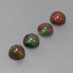 캐럿 천연 멀티컬러 초콜릿 오팔 보석, 라운드 컷, 5.07 mm, 투명한