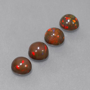 캐럿 천연 멀티컬러 초콜릿 오팔 보석, 라운드 컷, 5.09 mm, 투명한