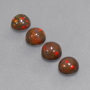 캐럿 천연 멀티컬러 초콜릿 오팔 보석, 라운드 컷, 5.09 mm, 투명한