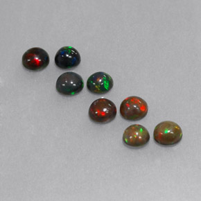 캐럿 천연 멀티컬러 초콜릿 오팔 보석, 라운드 컷, 4.07 mm, 불투명체