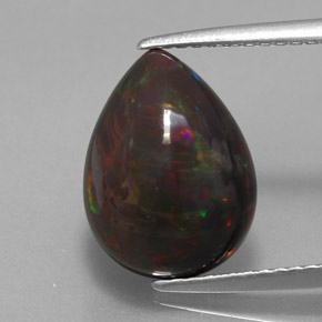 3.01캐럿 천연 멀티컬러 초콜릿 오팔, 배 모양, 12.7×9.6 mm, 불투명체