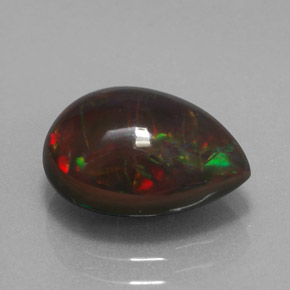 3.01캐럿 천연 멀티컬러 초콜릿 오팔, 배 모양, 12.7×9.6 mm, 불투명체